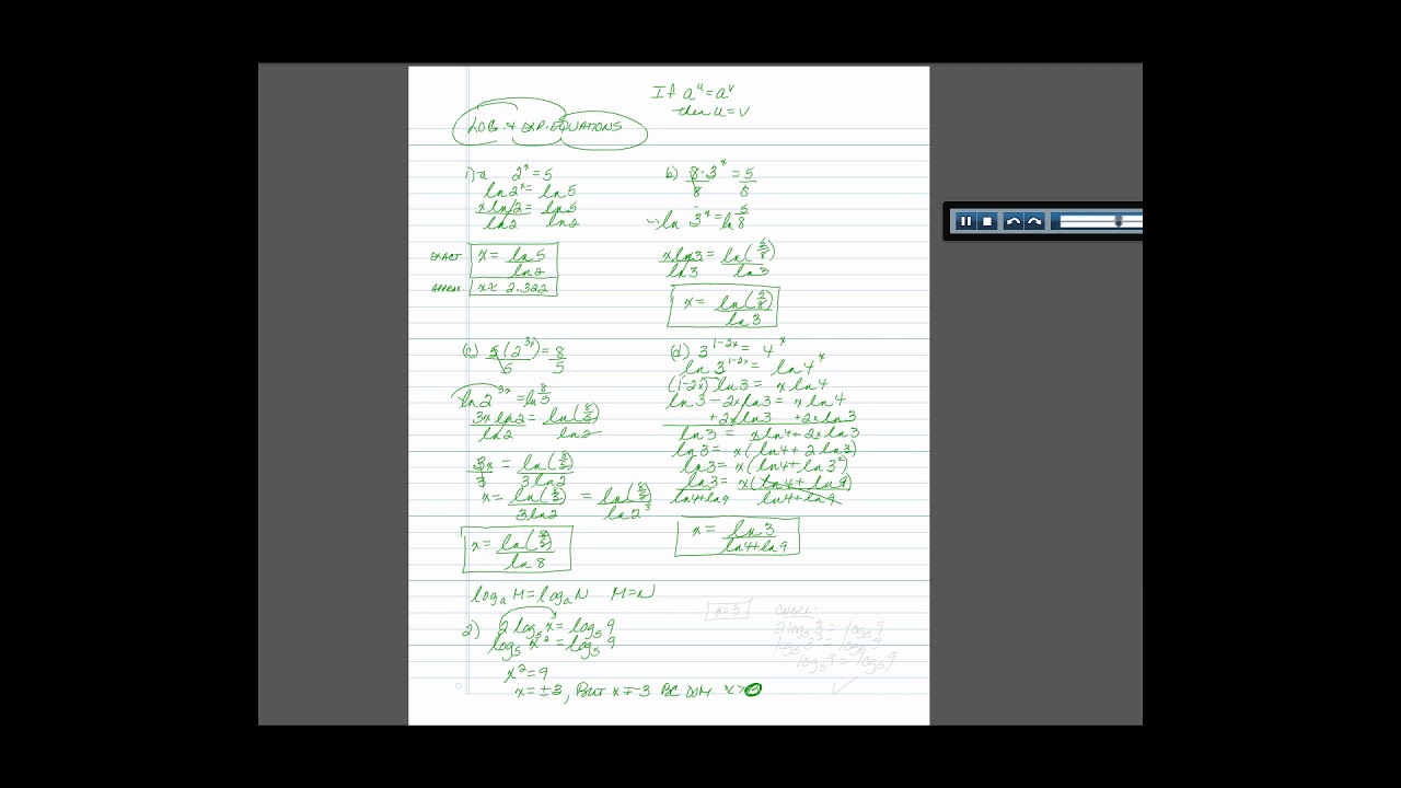 Section 6.6 Exponential and Logarithmic Equations - YouTube