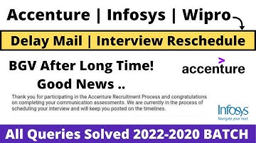 Accenture Delay Mail | Infosys Interview Reschedule | Wipro BGV After LONG Time | 2022-2020 BATCH