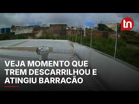 Vídeo mostra momento em que vagão de trem tomba e atinge barracão em Apucarana