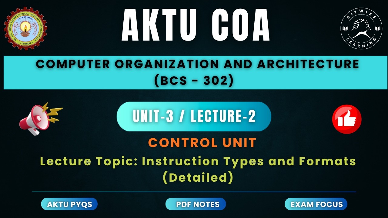 COA Unit 3 | Lecture-02 | Instruction types, Formats (Detailed) | AKTU ...