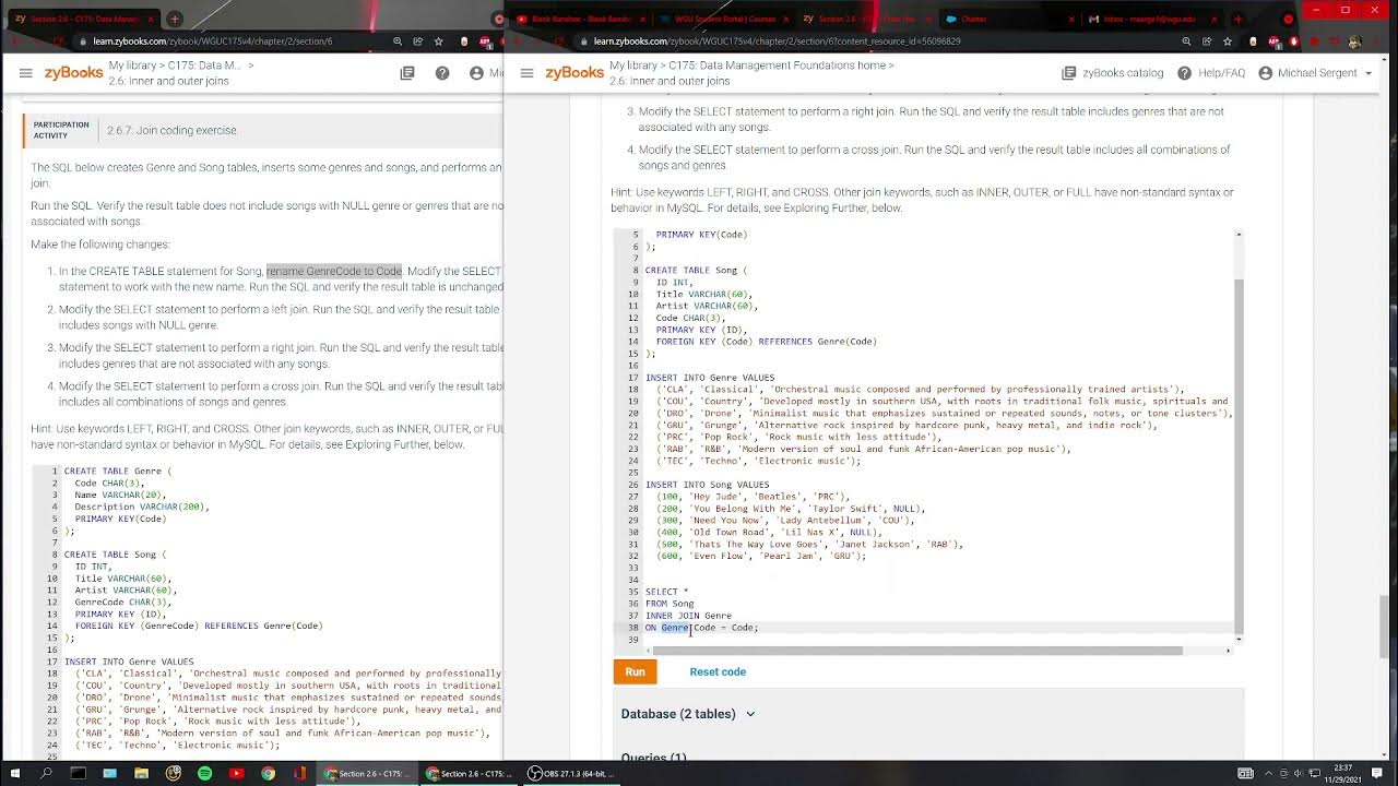 2.6.7: Join coding exercise. Zybooks C175 - YouTube