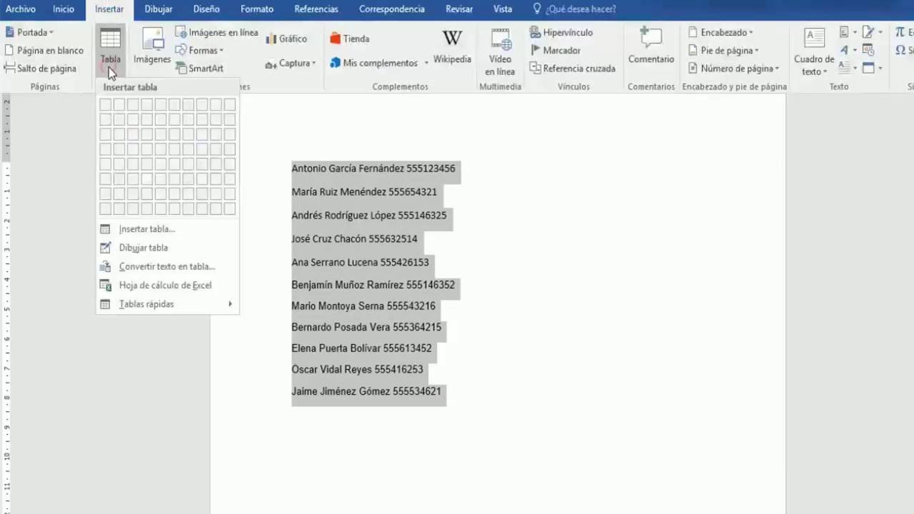 Excel 2013 - Cómo pasar datos de un documento Word a una tabla Excel.