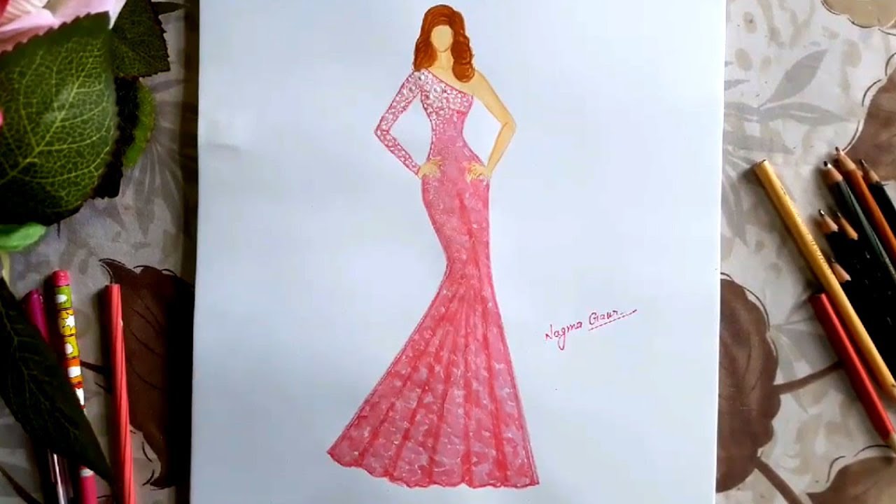 How to draw simple dress step by stÃ¨p - YouTube