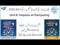 Computer Science Class 9 Federal Board (FBISE) NBF, Chapter 6 Exercise solution MCQs Short Qs Unit 6