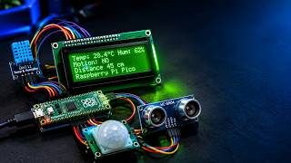 Raspberry Pi Pico — Temp, Motion & Distance Display on LCD