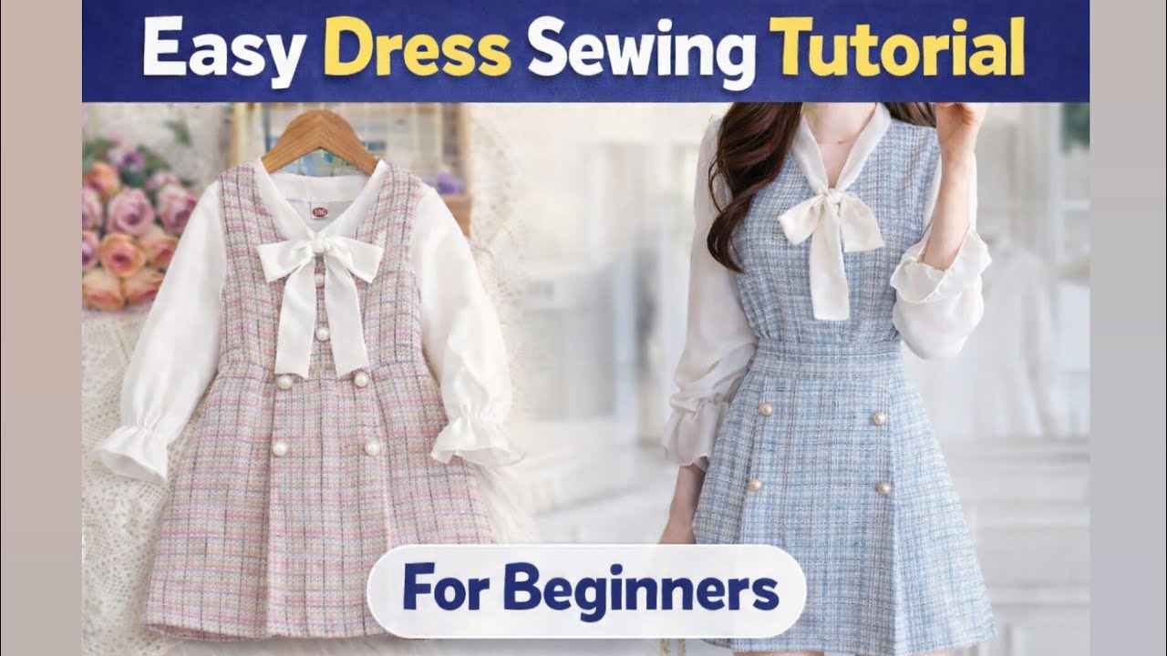 How to Sew a Beautiful Girls Eid Dress✂️ Easy Sewing Tutorial for Beginners _ تفصيل فستان عيد للبنات