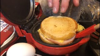 Reviewing & cooking on the Nostalgia Mini Griddle. Bagels, breakfast sandwiches, fried potatoes