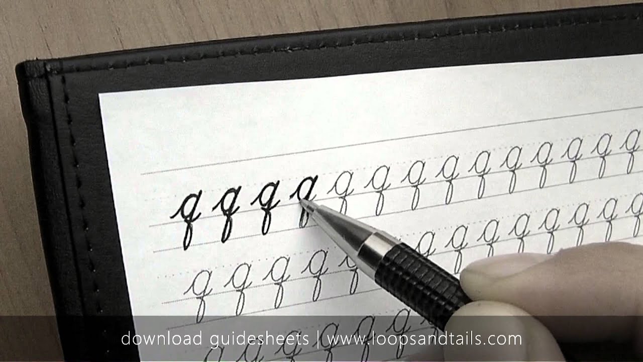 Learn cursive handwriting - Lowercase Q - YouTube