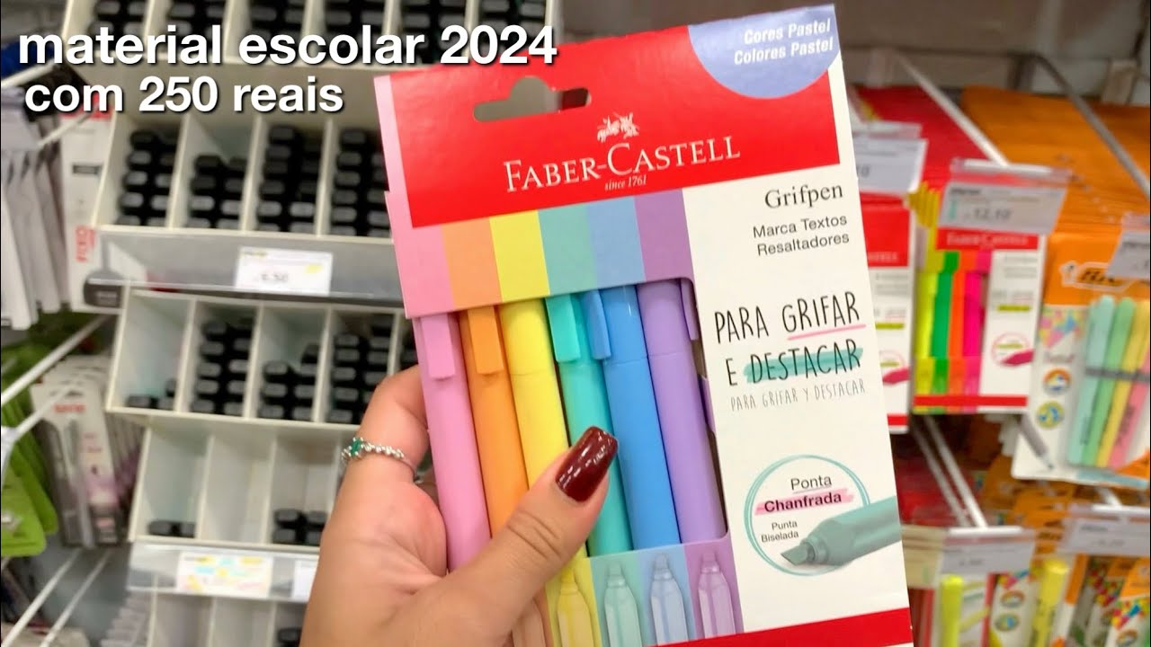 Comprando material escolar com 250 reais | volta às aulas 2024 ✨