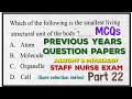 Staff Nurse Exam Previous Years Question Papers Anatomy and physiology MCQs Part 22