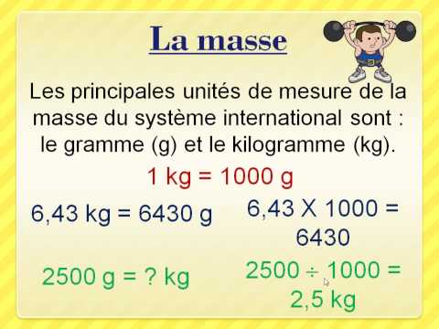 La masse et le poids (grammes et kilogrammes)
