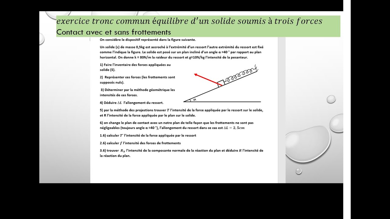 excercice équilibre d'un solide soumis à trois forces non parallèles