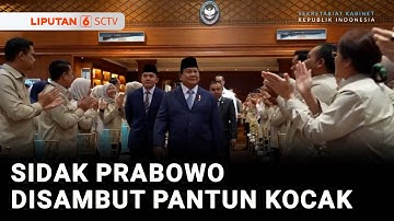 Prabowo Sidak ke Kantor Seskab Teddy, Disambut Meriah dengan Pantun Kocak | Liputan 6