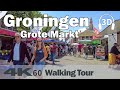 Groningen   market grote markt martinitoren  netherlands  4k60 walking tour  binaural audio
