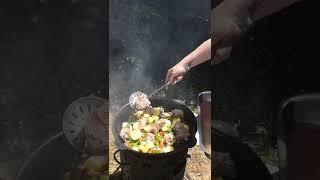 #shorts ХАШЛАМА на ПРИРОДЕ в КАЗАНЕ на КОСТРЕ. МЯСО в КАЗАНЕ.