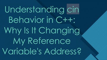 Understanding cin Behavior in C+ + : Why Is It Changing My Reference Variable