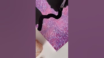 New plastic wrap technique! Making purple crackle mountains 💜🏔️ #shorts #acrylicpainting