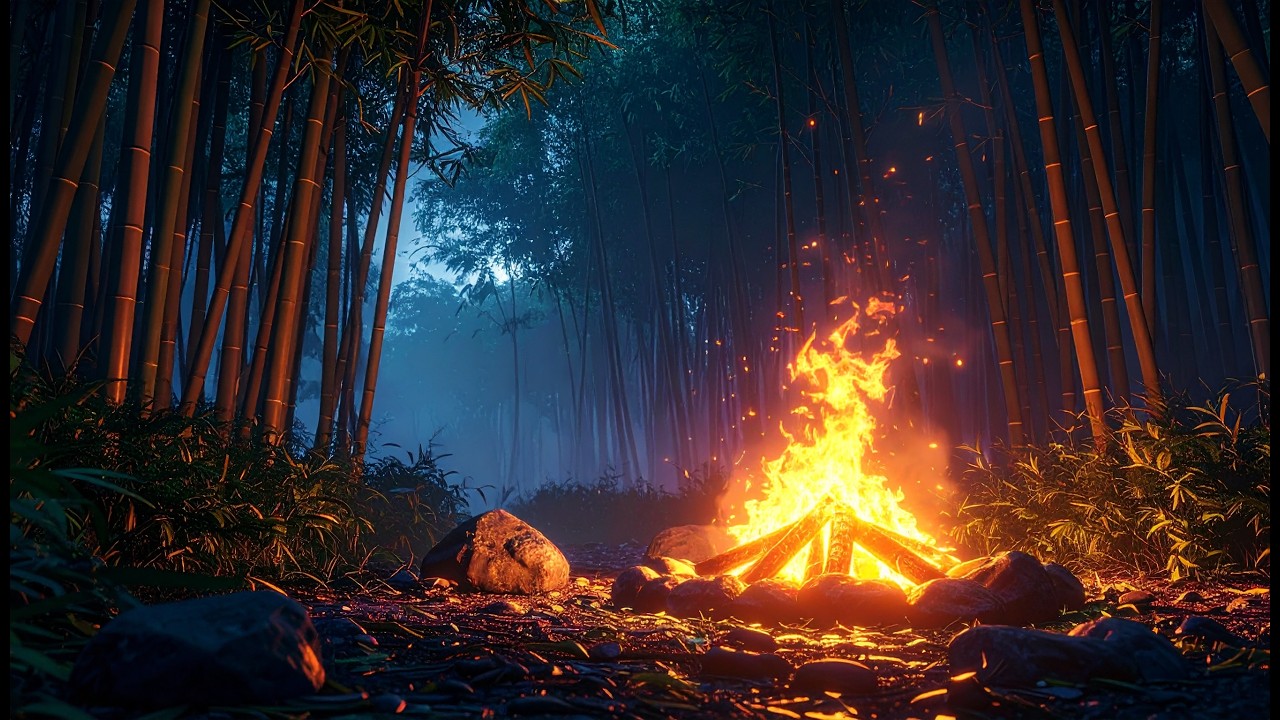 4K Zen Forest Fire Sounds 🔥 | 3 Hours for Meditation, Stress Relief & Sleep