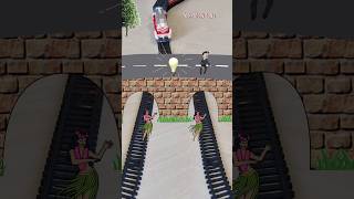 The train is approaching fast inside the tunnel and Nikola Tesla is cloning the girl. Train Cartoon