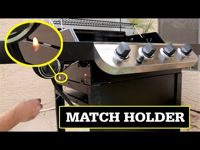 Char-Broil grill match holder location and manual lighting technique