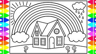DRAW AND COLOUR cute rainbow colour drawing easy with colour step by step drawing@BachaParty17