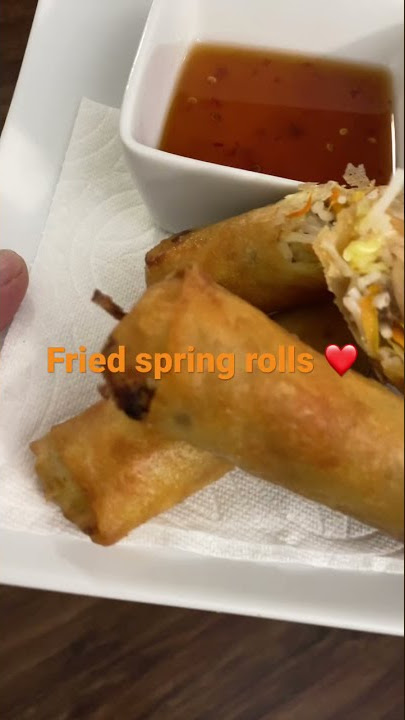 Homemade fried spring rolls with honey sweet and sour sauce #short