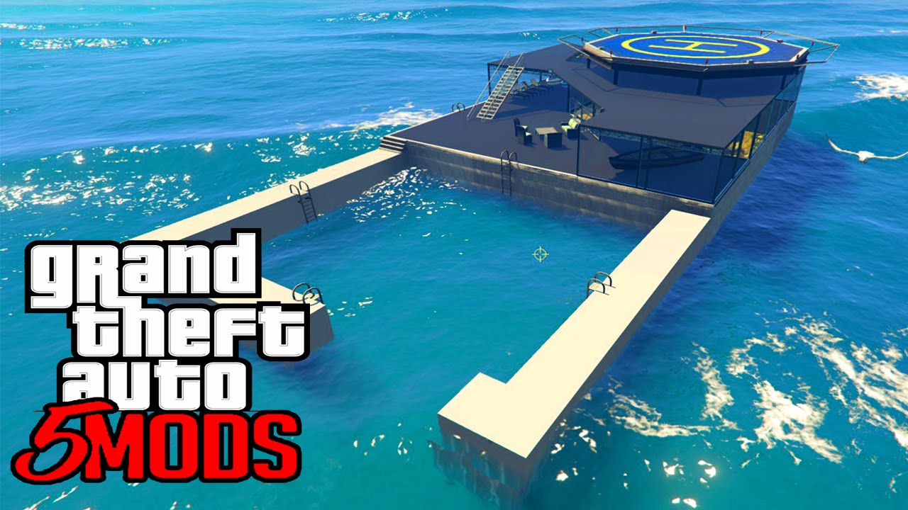GTA 5 Mods - Casa Secreta no Meio do Oceano! (GTA V PC MODS)