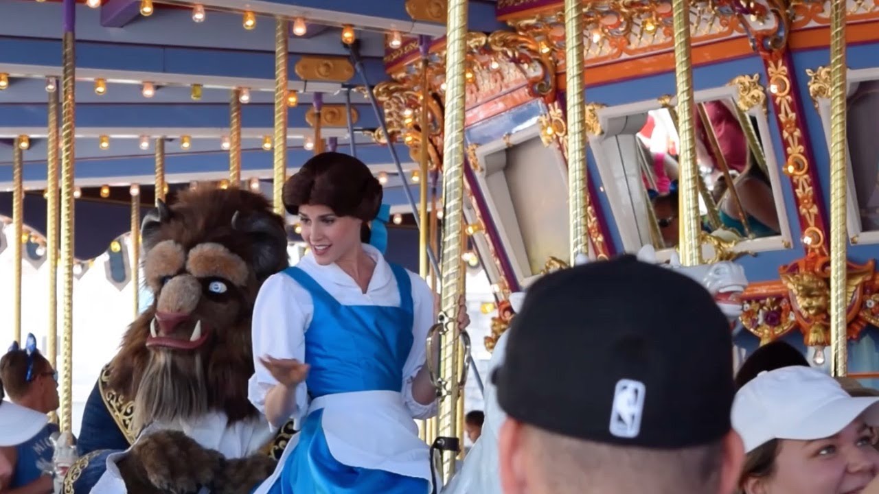 Belle & The Beast on King Arthur Carrousel, Disneyland Park, Disneyland Resort