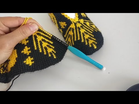 (2.video) Tunus patik ortası yapımı#patikmodelleri #tunusişipatikmodelleri #knitting