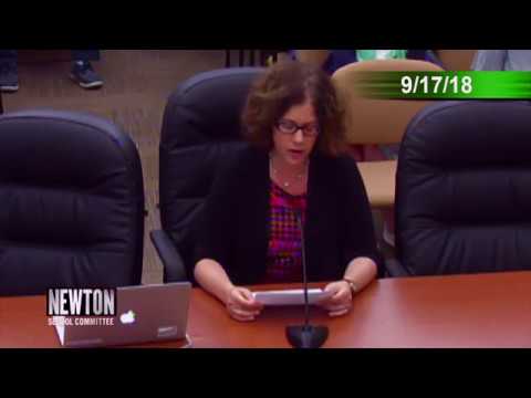 Leah Jacobson Challenges the Newton School Committee (September 17, 2018)