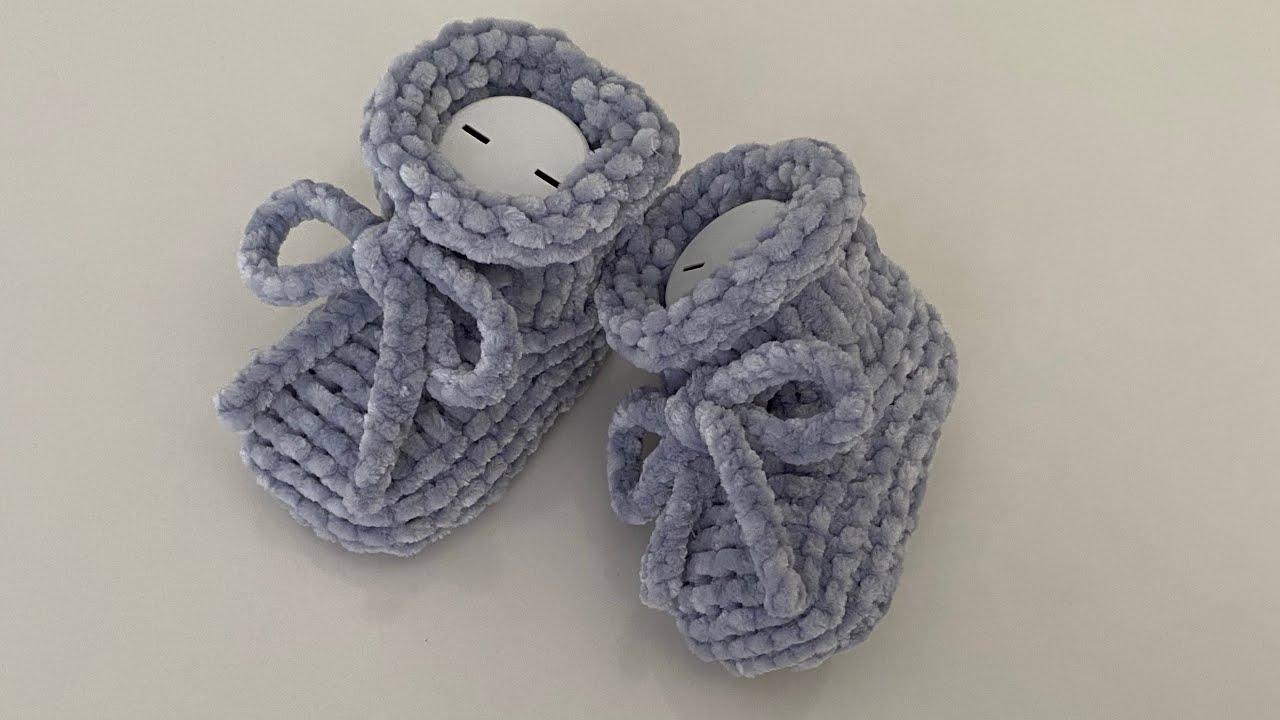 Kadife iple bebek patik yapımı / 6 ay uyumlu