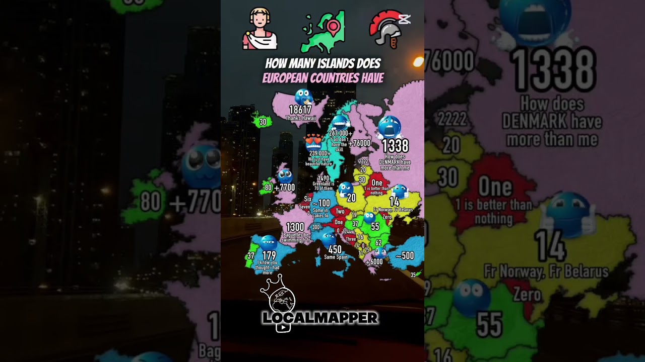 How many islands does European Countries have? #