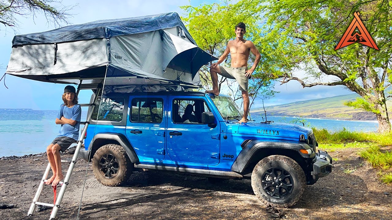 Roof Top Tent Camping in a Jeep Truck on Maui Mindovermetal English