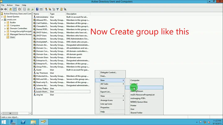 Create Users and Groups in Active Directory Domain Services and Give Permissions