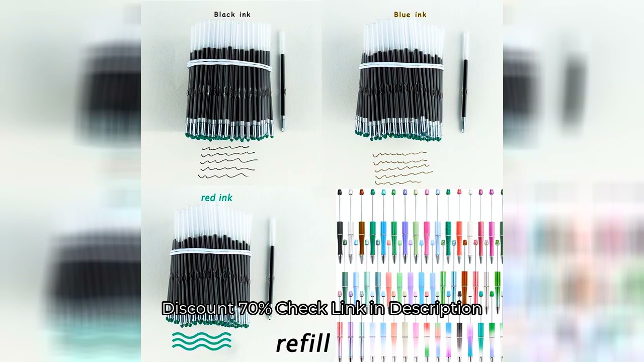 200-1000pcs Pink Purple Beaded Ballpoint Pen Ink Refills Ball Pens Refill Ink Rods for Writing Schoo