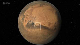 Fly Over Schiaparelli Crater on Mars – Animated From Orbiter Imagery