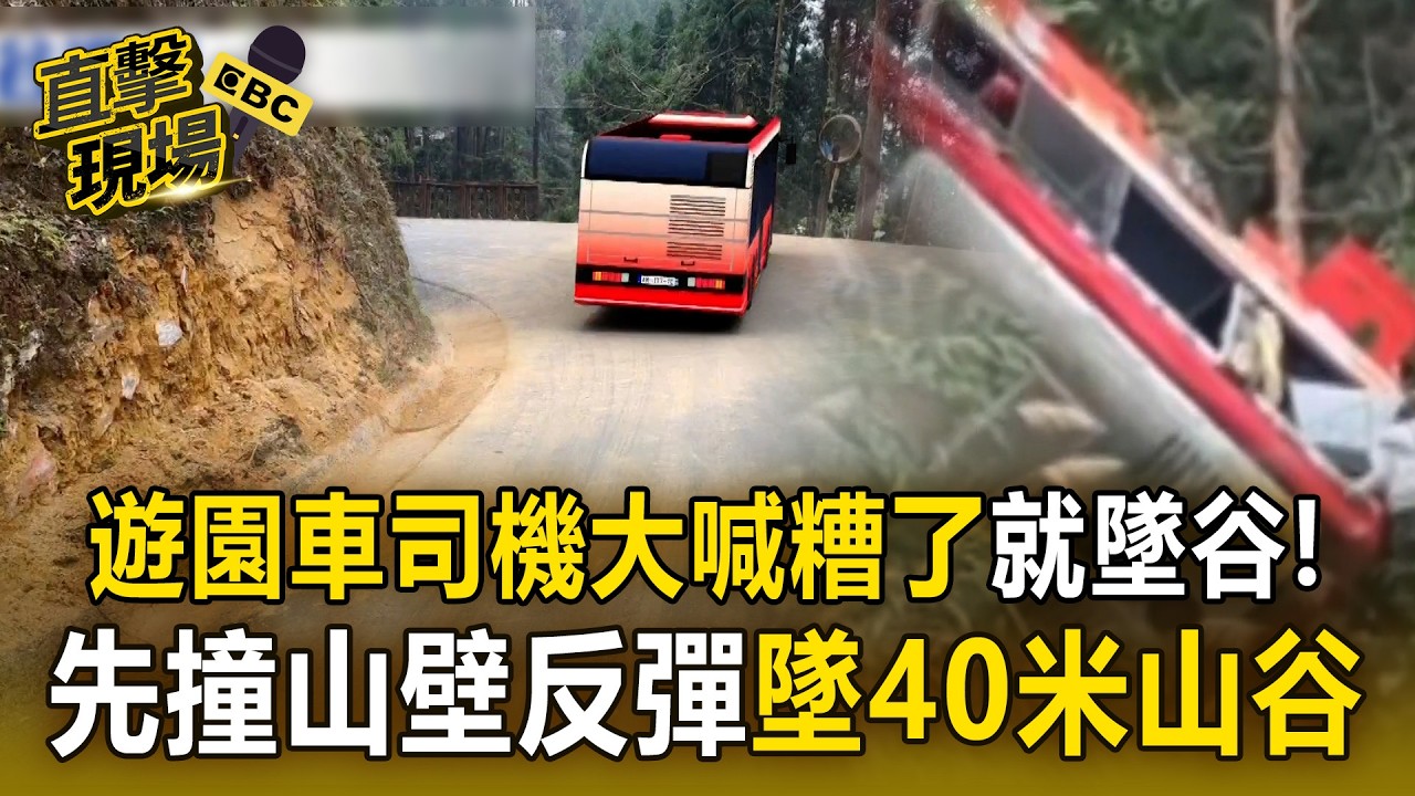 杉林溪遊園車「司機大喊糟了」就墜谷！先撞山壁反彈「撞斷4根大樹後墜40米山谷」釀1死7傷【直擊現場】