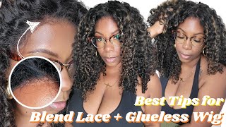 Blend Lace & Rock Wig Glueless NO Adhesive NO Slip BEST TIPS for Natural Wig Install HermosaHair