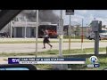 Car fire at a gas station