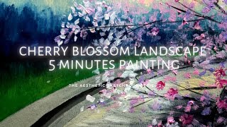HOW TO PAINT A CHERRY BLOSSOM LANDSCAPE | ACRYLIC PAINTING TUTORIAL FOR BEGINNERS