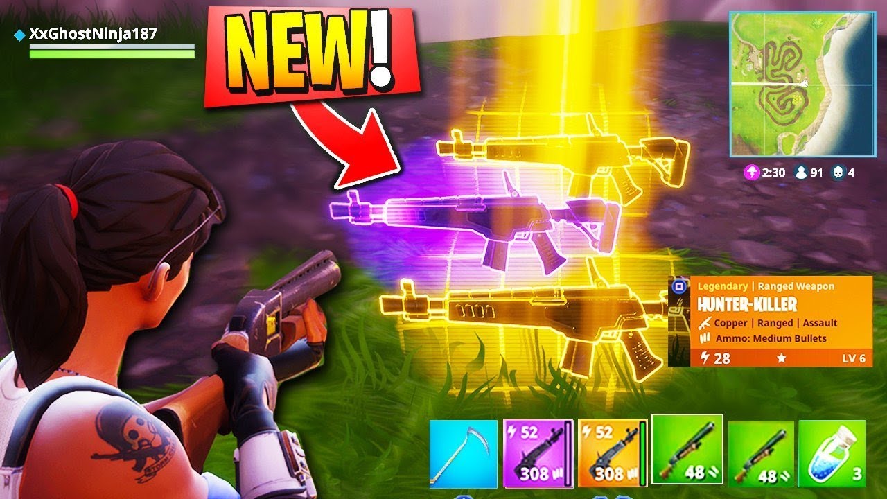 *NEW* ASSAULT RIFLE Fortnite GAMEPLAY! - NEW LEGENDARY ...