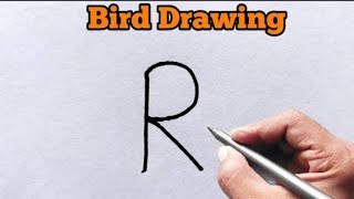 How to draw cute bird from letter R | Bird drawing | Number Drawing