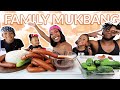 FAMILY MUKBANG WITH SAUSAGE, CUCUMBERS, RICE & BLOVES SEAFOOD SAUCE