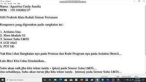 UAS Praktek Sistem Tertanam (Sensor Suhu LM35, Xbee Module S1 , LCD)