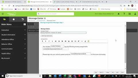 Inifinite Campus - Send A Missing Assignments Message