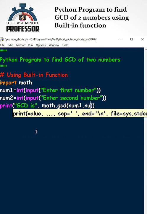 How to find GCD using Built In Function in Python? - YouTube