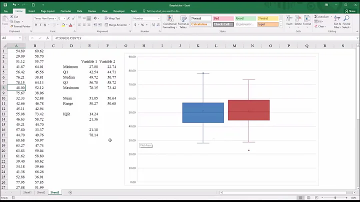 Creating a Boxplot in Excel 2016