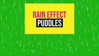 Rain Drops Fall in Puddles Green Screen