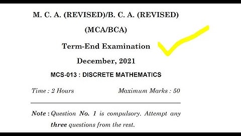 MCS-013 Discrete Mathematics Last Year Question Paper | Mcs013 Question Paper Examination  Master