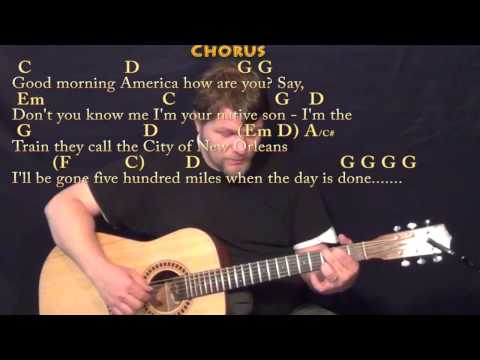 The City of New Orleans (Arlo Guthrie) Fingerstyle Guitar Cover Lesson with Chords/Lyrics